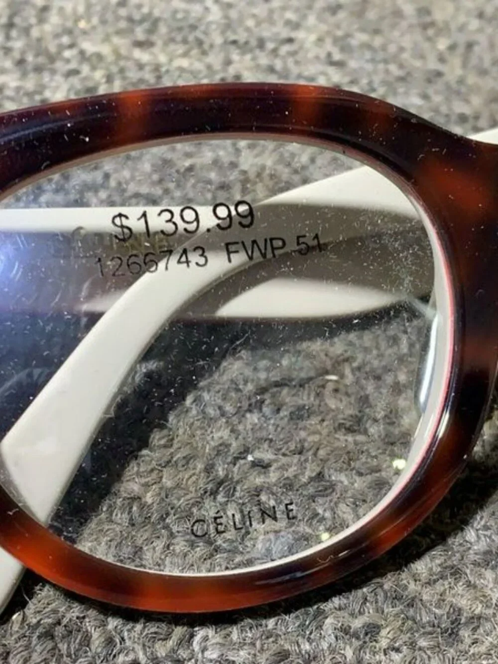 Céline Made in Italy Sunglasses Tortoiseshell Pattern Brille w/ Hard Case